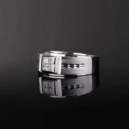 18K Gold Unisex Diamond Signet Ring - Jewelry And Store