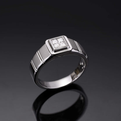 18K Gold Unisex Diamond Signet Ring