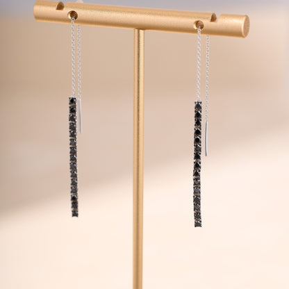18K Gold Black Diamond Drop Earrings - Jewelry And Store