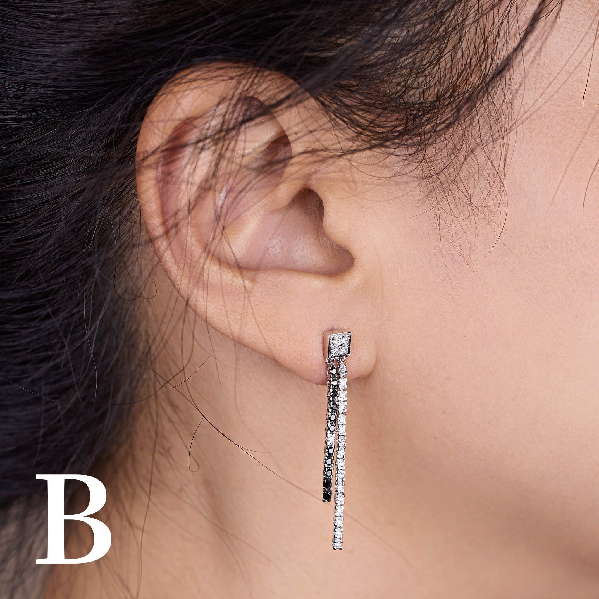 18K Gold Black Diamond Threader Earrings - Jewelry And Store