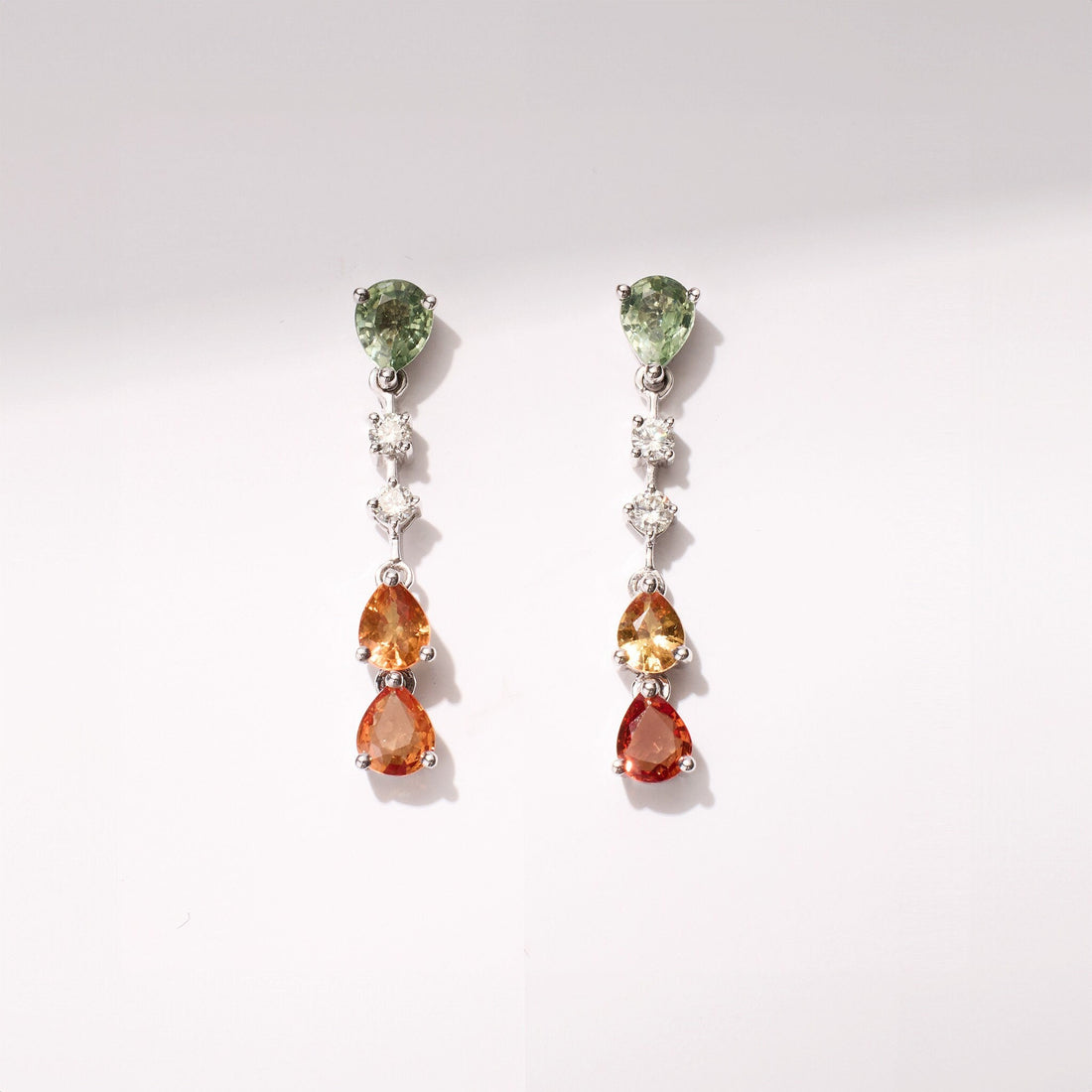 18K Gold Nature Diamond &amp; Fancy Sapphire Drop Earrings - Jewelry And Store