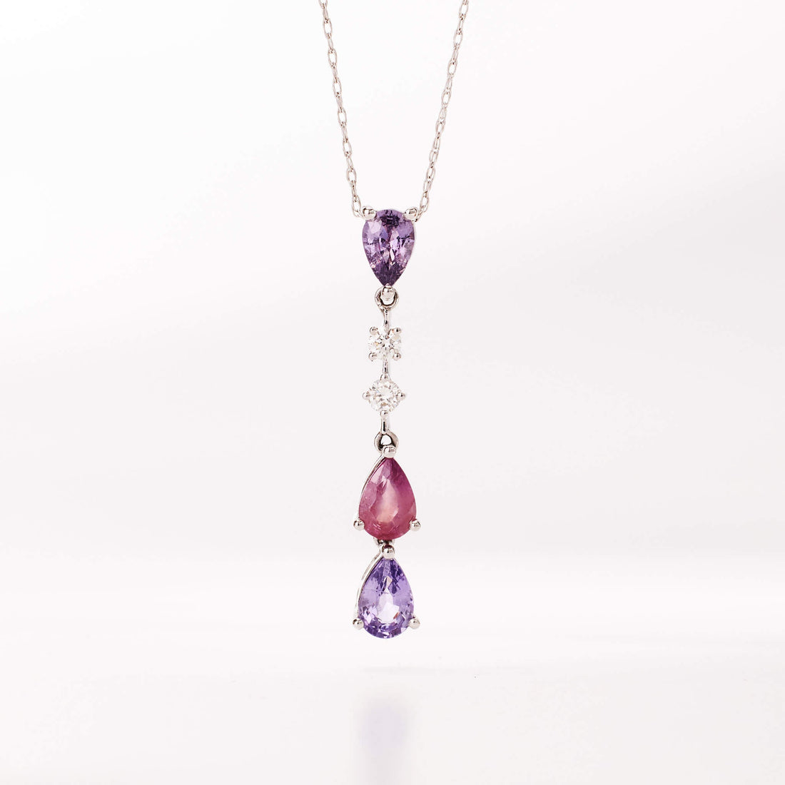 18K Gold Nature Diamond & Fancy Sapphire Drop Pendant - Jewelry And Store