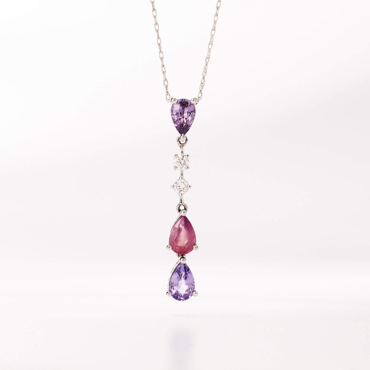 18K Gold Nature Diamond &amp; Fancy Sapphire Drop Pendant - Jewelry And Store