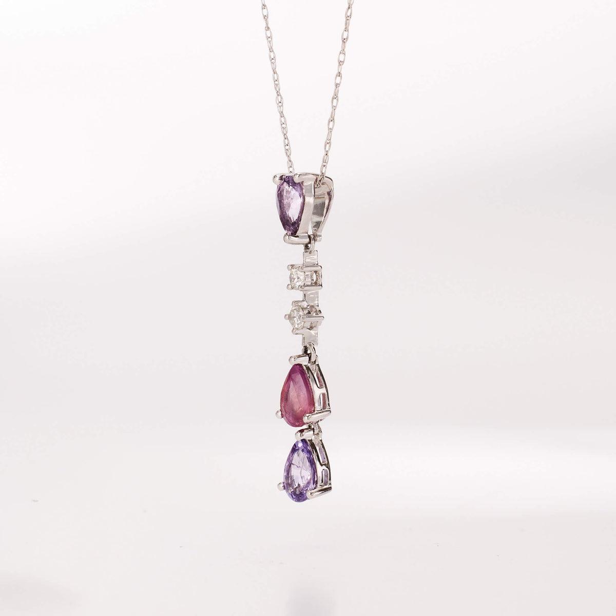 18K Gold Nature Diamond &amp; Fancy Sapphire Drop Pendant - Jewelry And Store