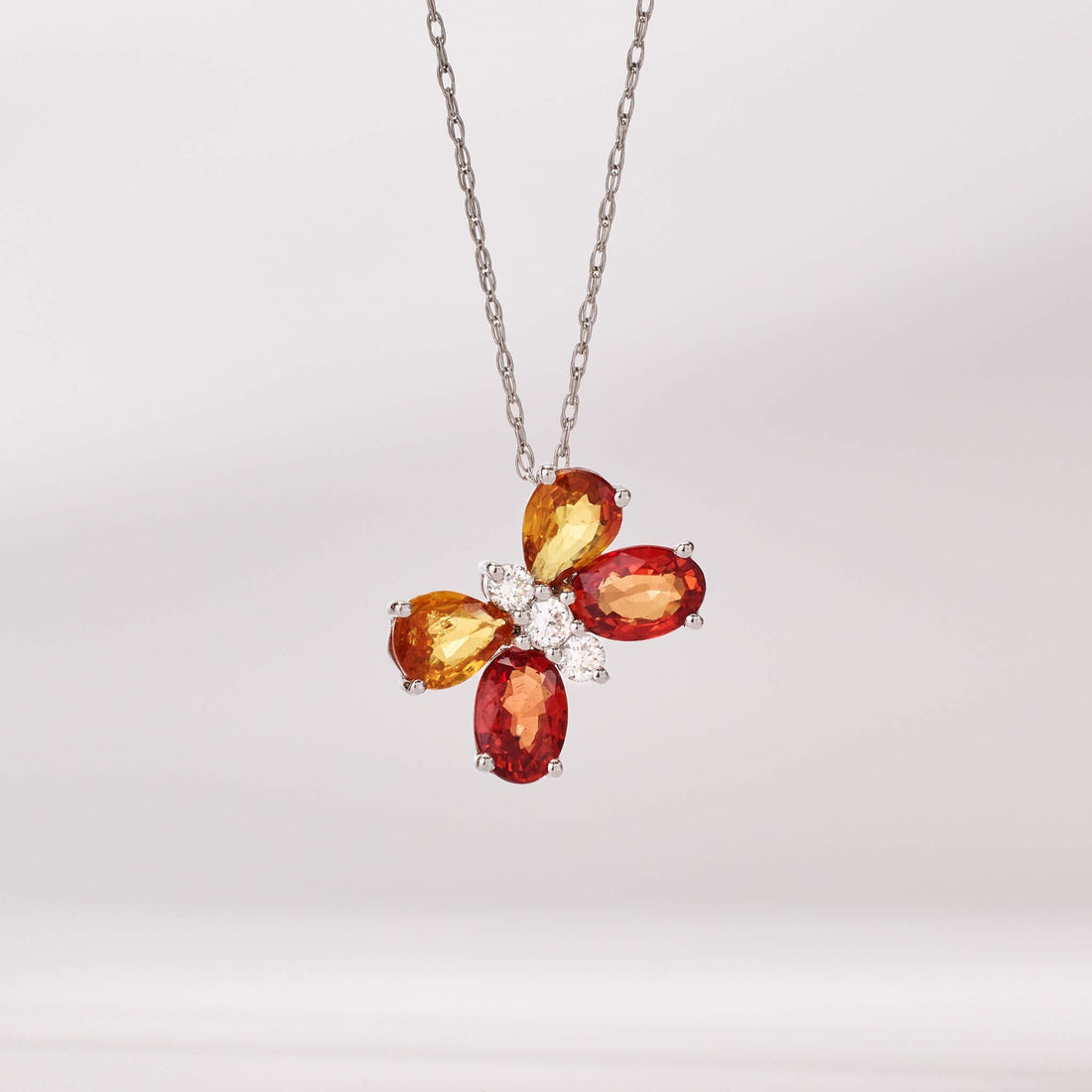 18K White Gold Color Sapphire & diamond Butterfly Pendant - Jewelry And Store