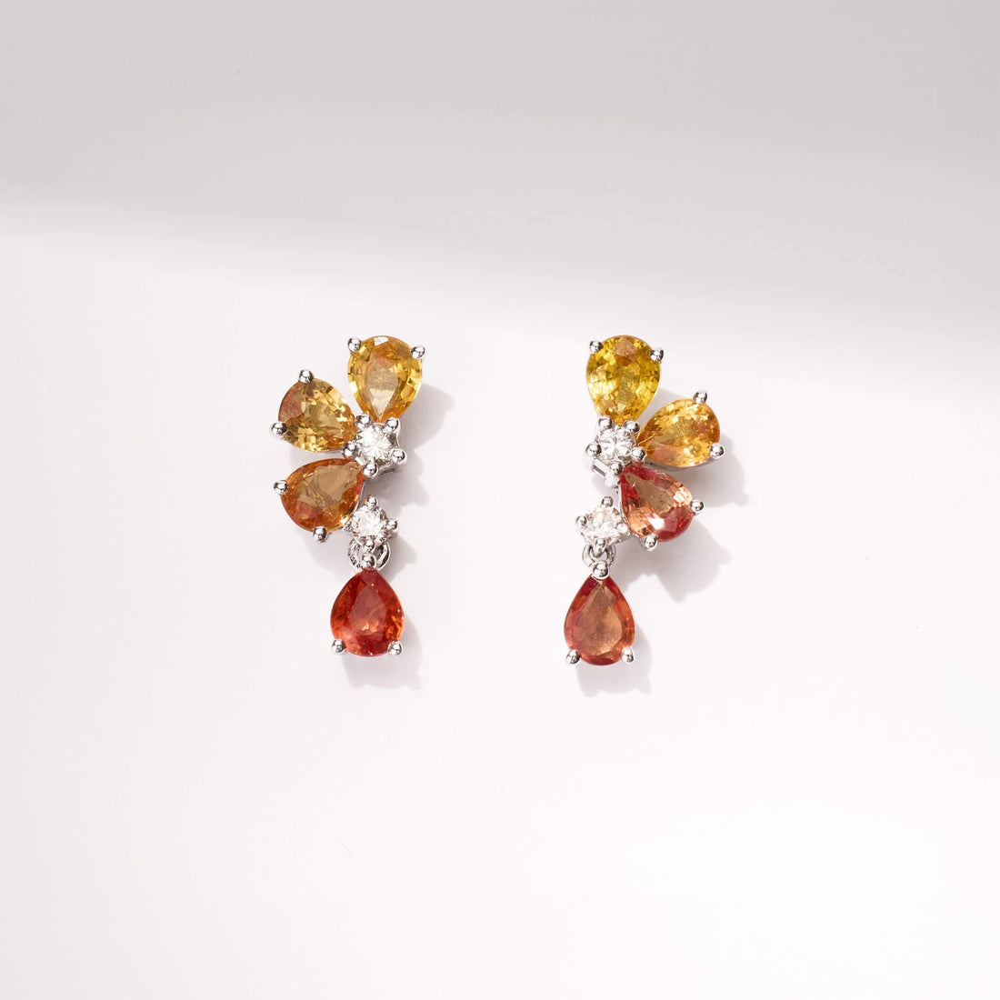 18K Gold Natural Sapphire &amp; Diamond Floral Earrings - Jewelry And Store