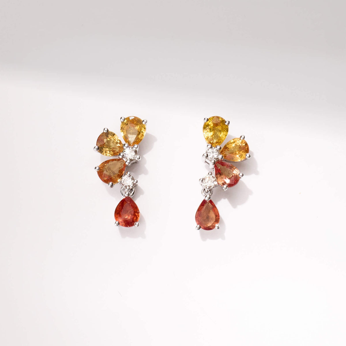 18K Gold Natural Sapphire &amp; Diamond Floral Earrings - Jewelry And Store