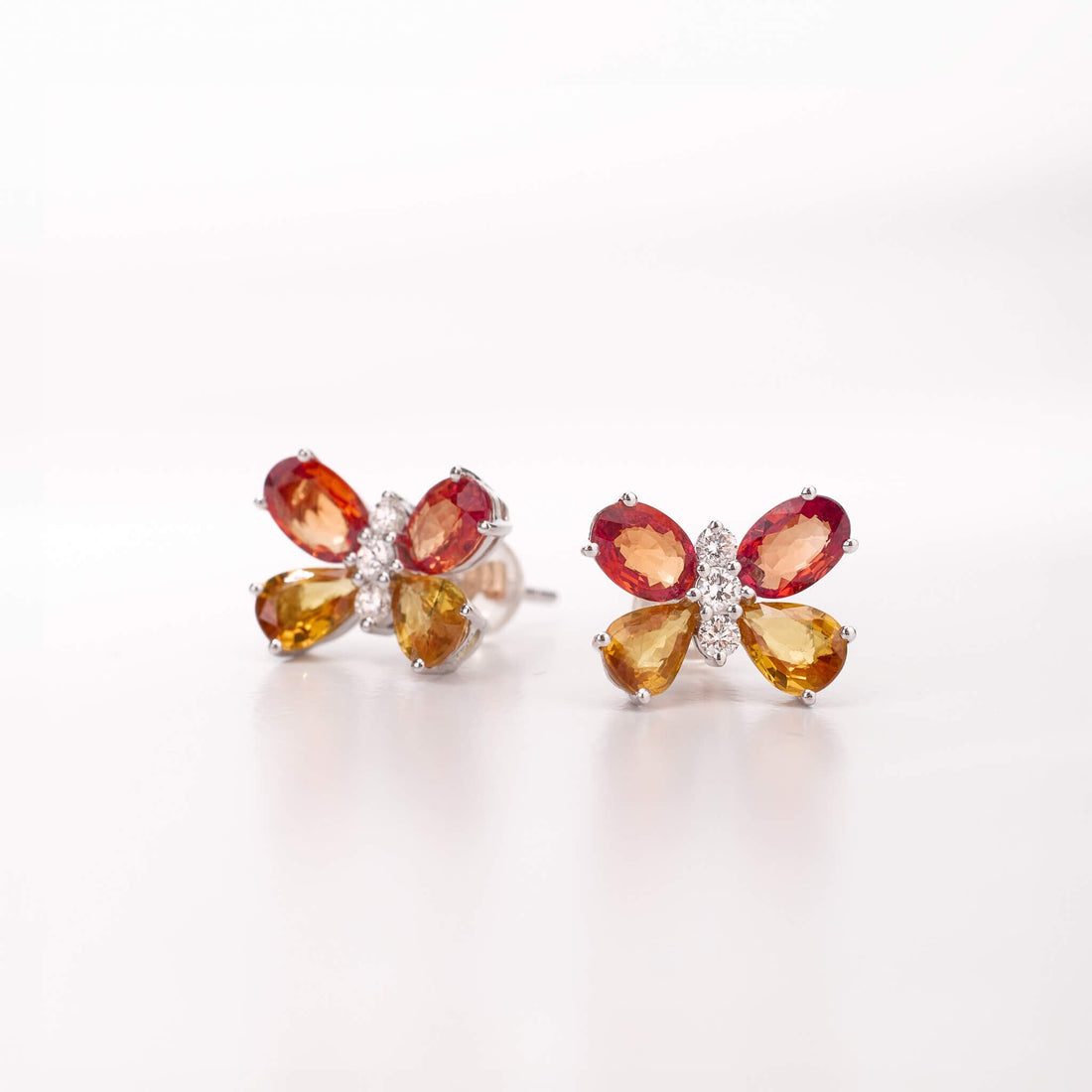 18K Gold Fancy Sapphire and Diamond Butterfly Earrings - Jewelry And Store