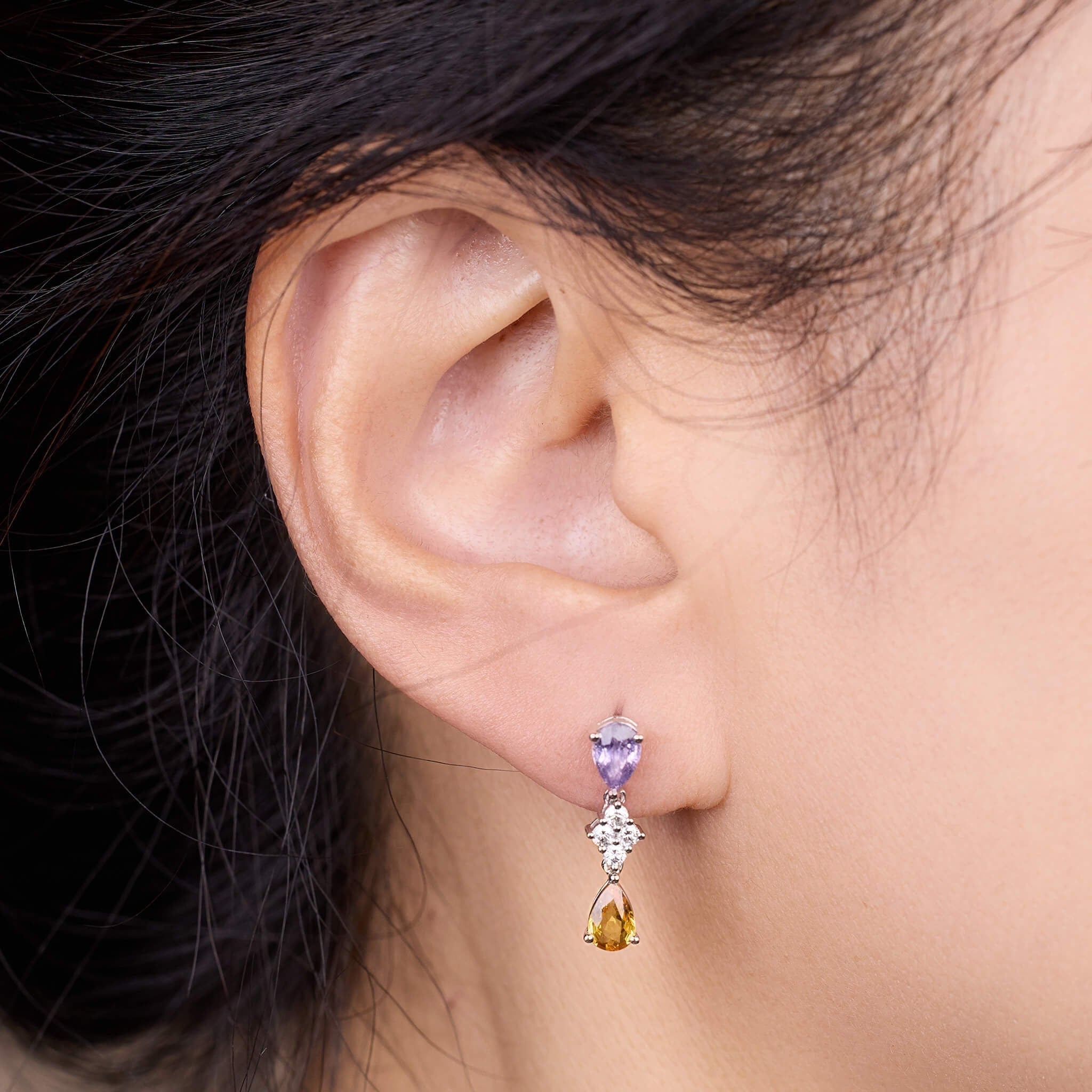 18K Gold Fancy Sapphire and Diamond Drop Earrings - Jewelry And Store
