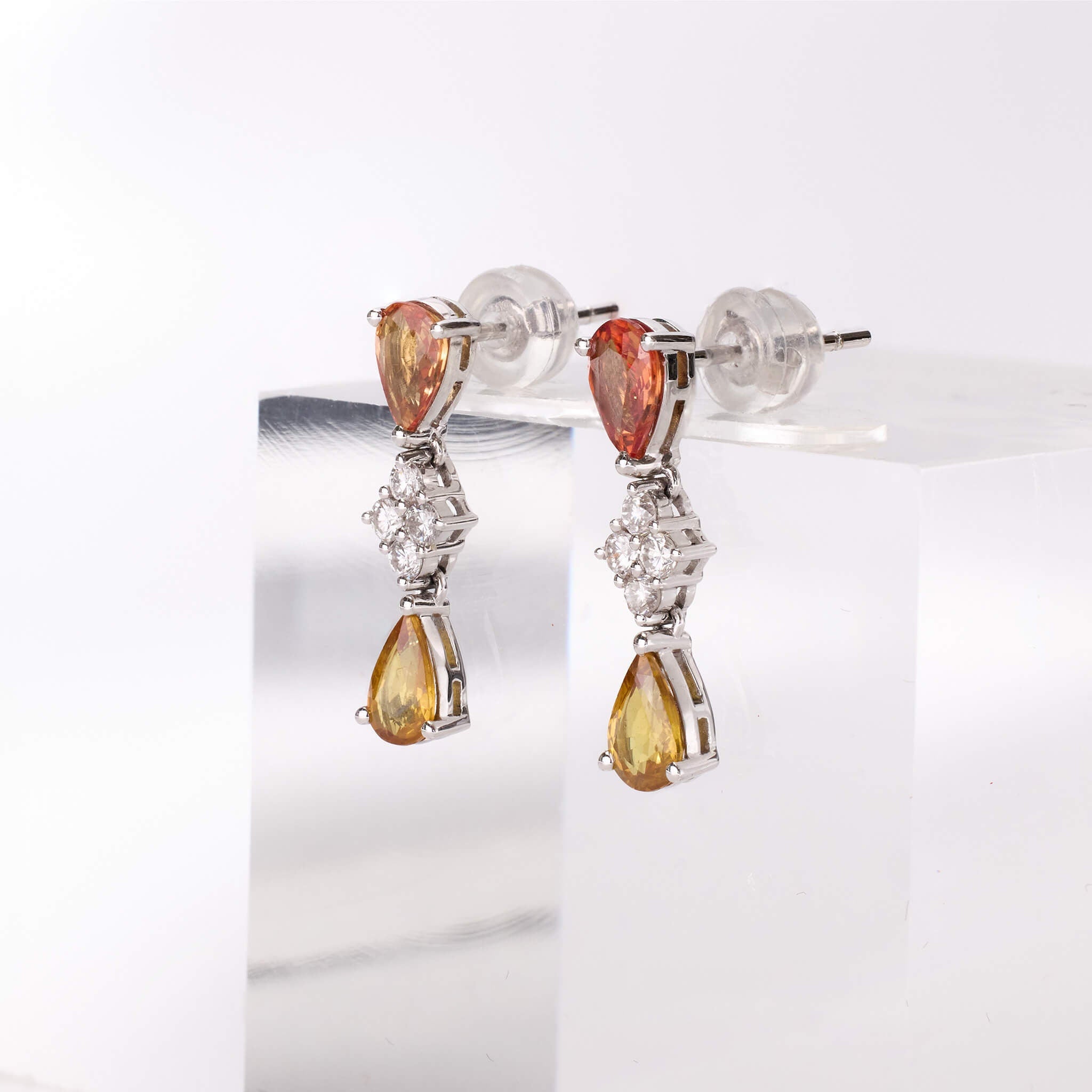 18K Gold Fancy Sapphire and Diamond Drop Earrings - Jewelry And Store