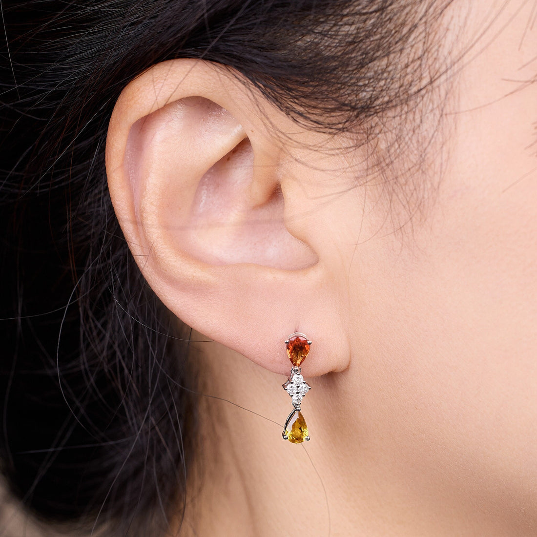 18K Gold Fancy Sapphire and Diamond Drop Earrings - Jewelry And Store