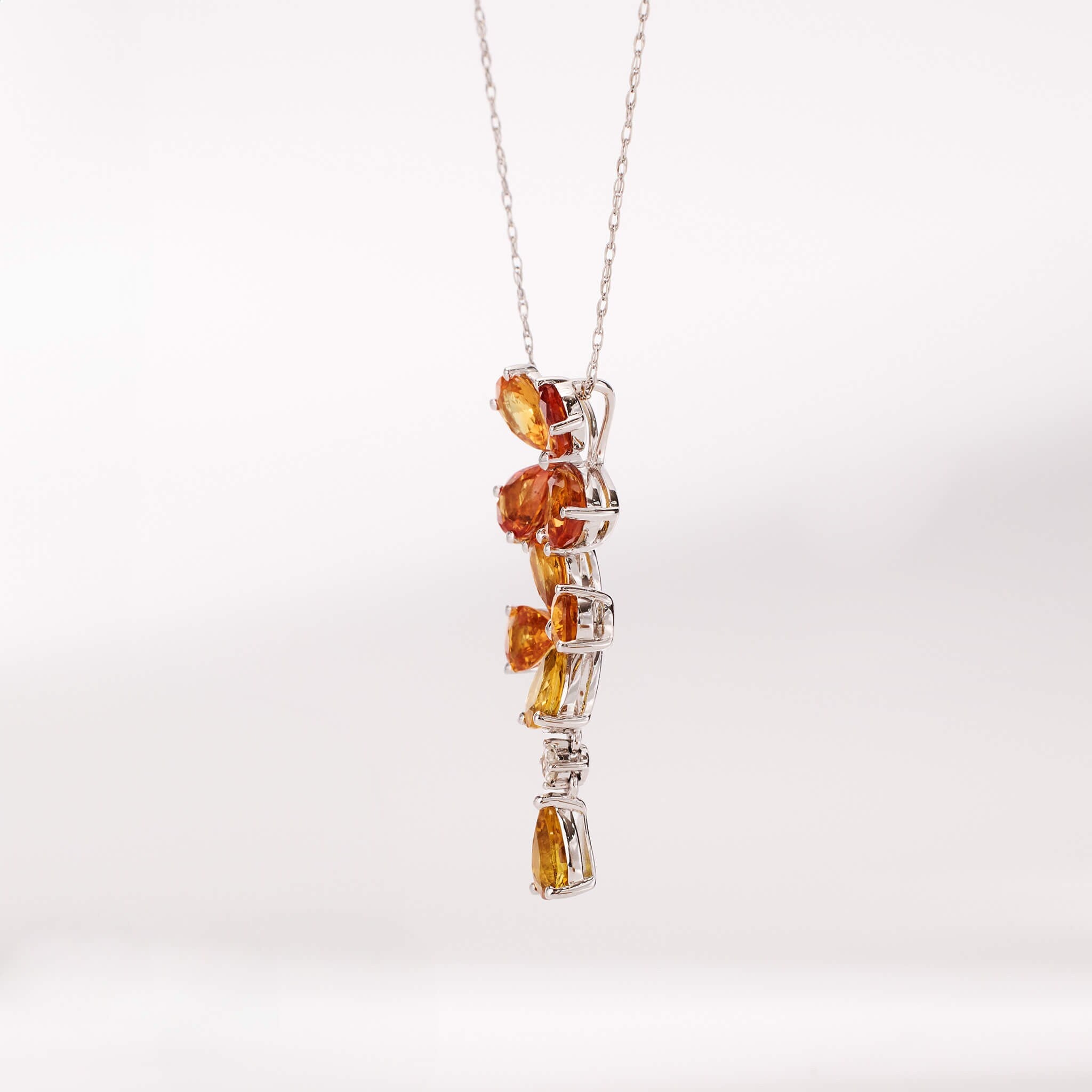 18K Gold Nature Diamond &amp; Fancy Sapphire Flower Pendant - Jewelry And Store