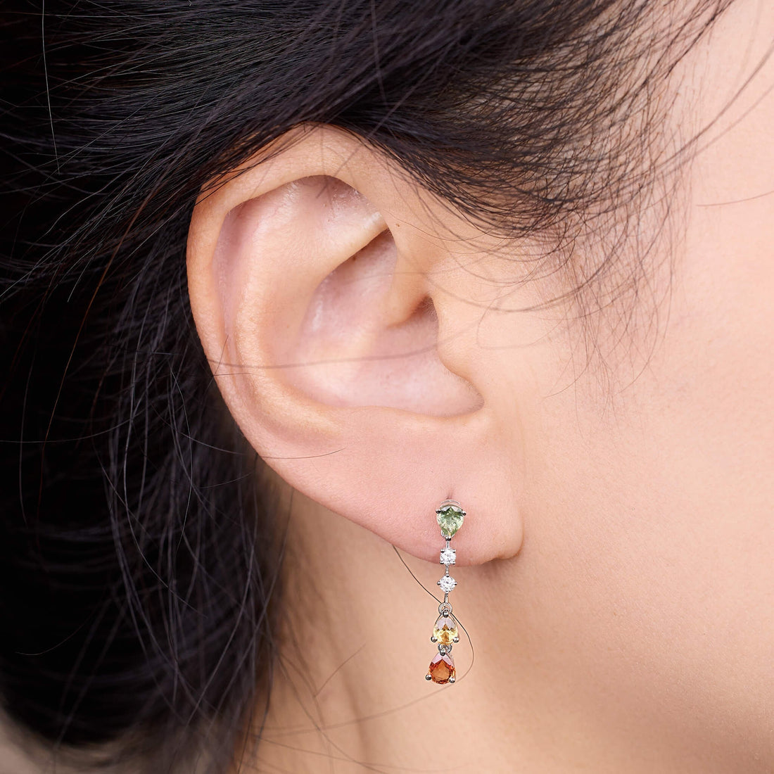 18K Gold Nature Diamond &amp; Fancy Sapphire Drop Earrings - Jewelry And Store