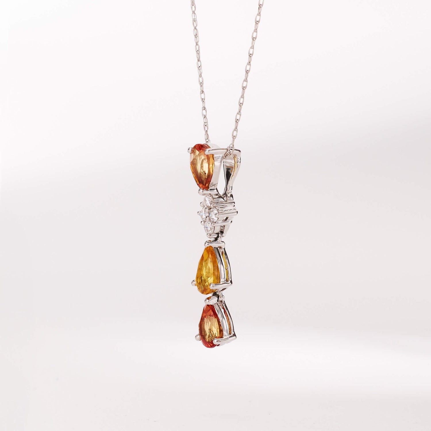 18K Gold Nature Diamond &amp; Fancy Sapphire Drop Pendant - Jewelry And Store
