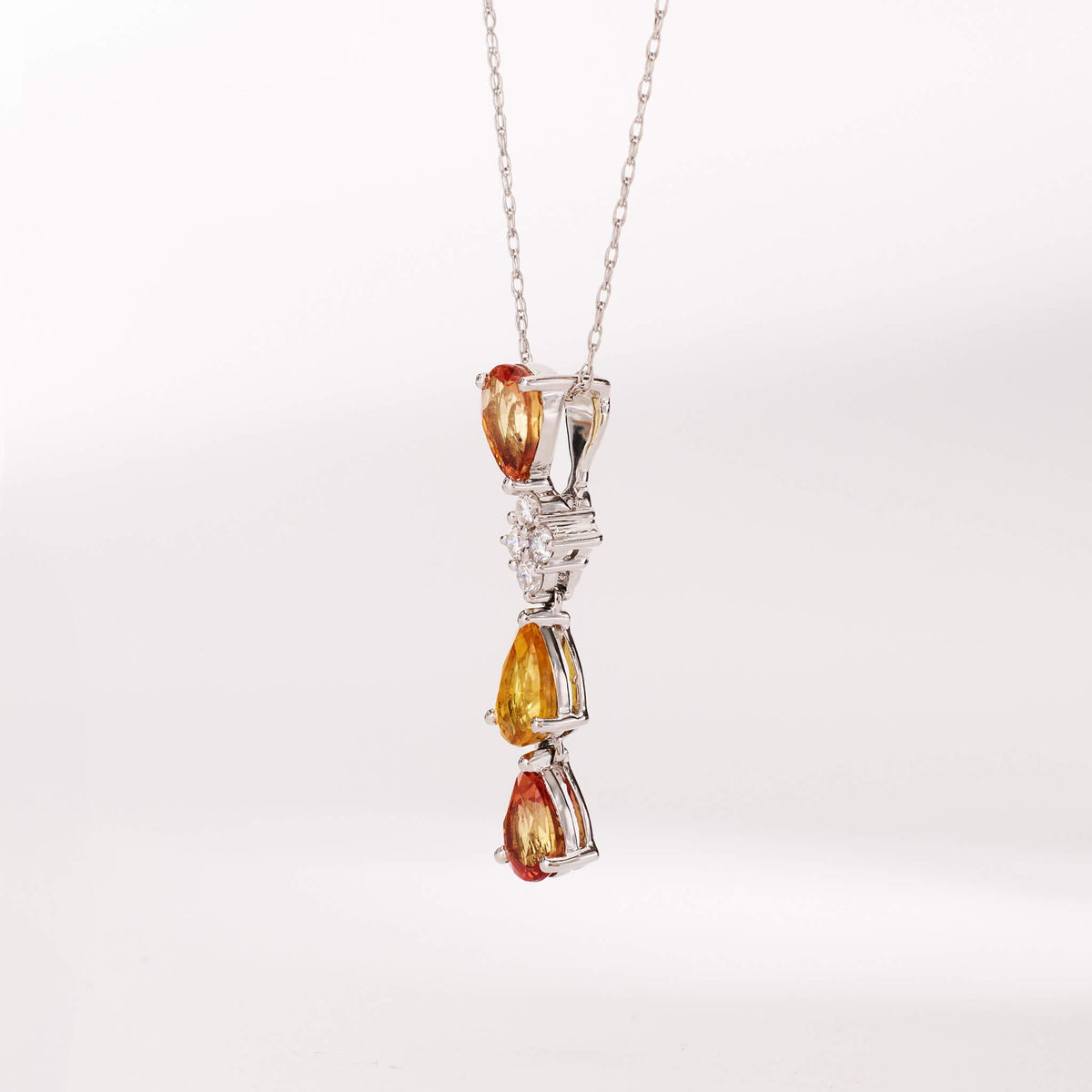 18K Gold Nature Diamond &amp; Fancy Sapphire Drop Pendant - Jewelry And Store