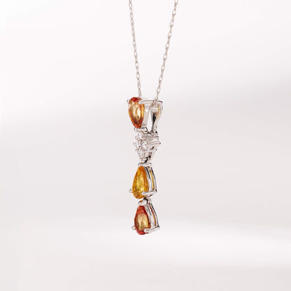 18K Gold Nature Diamond &amp; Fancy Sapphire Drop Pendant - Jewelry And Store
