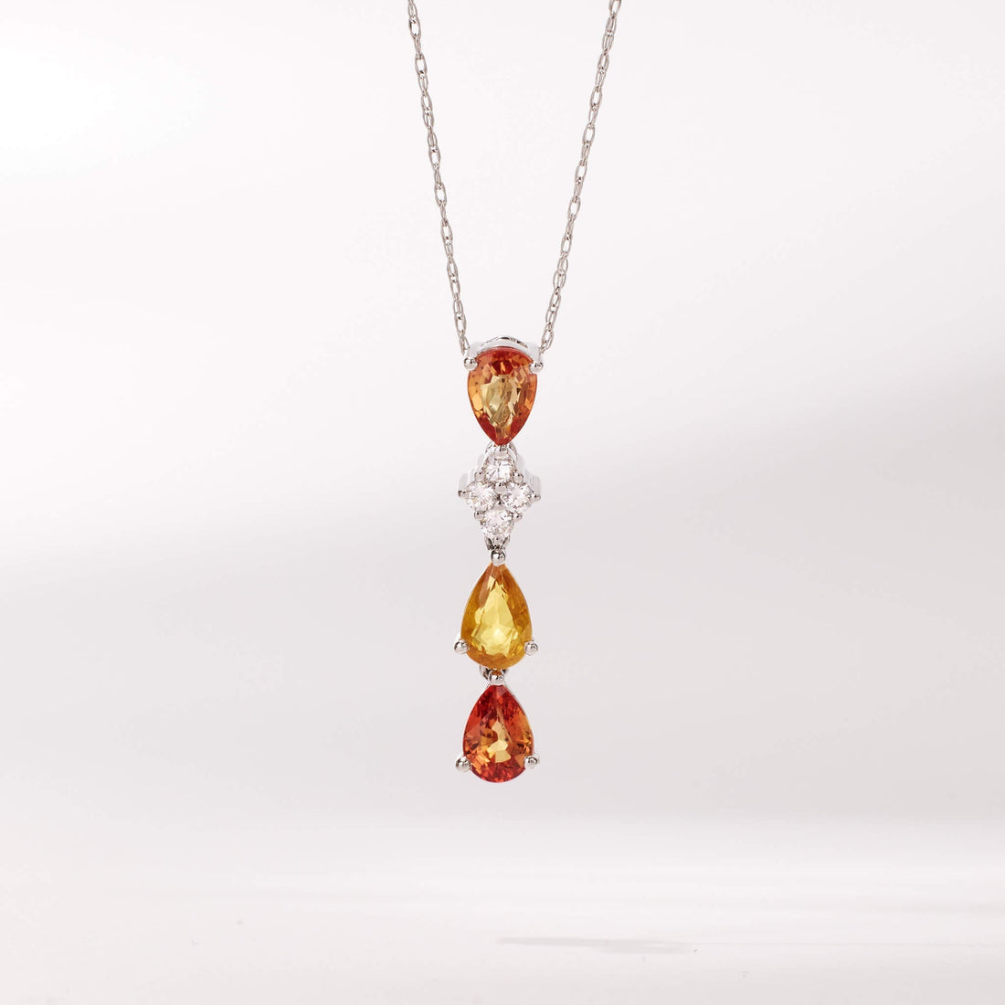 18K Gold Nature Diamond & Fancy Sapphire Drop Pendant - Jewelry And Store