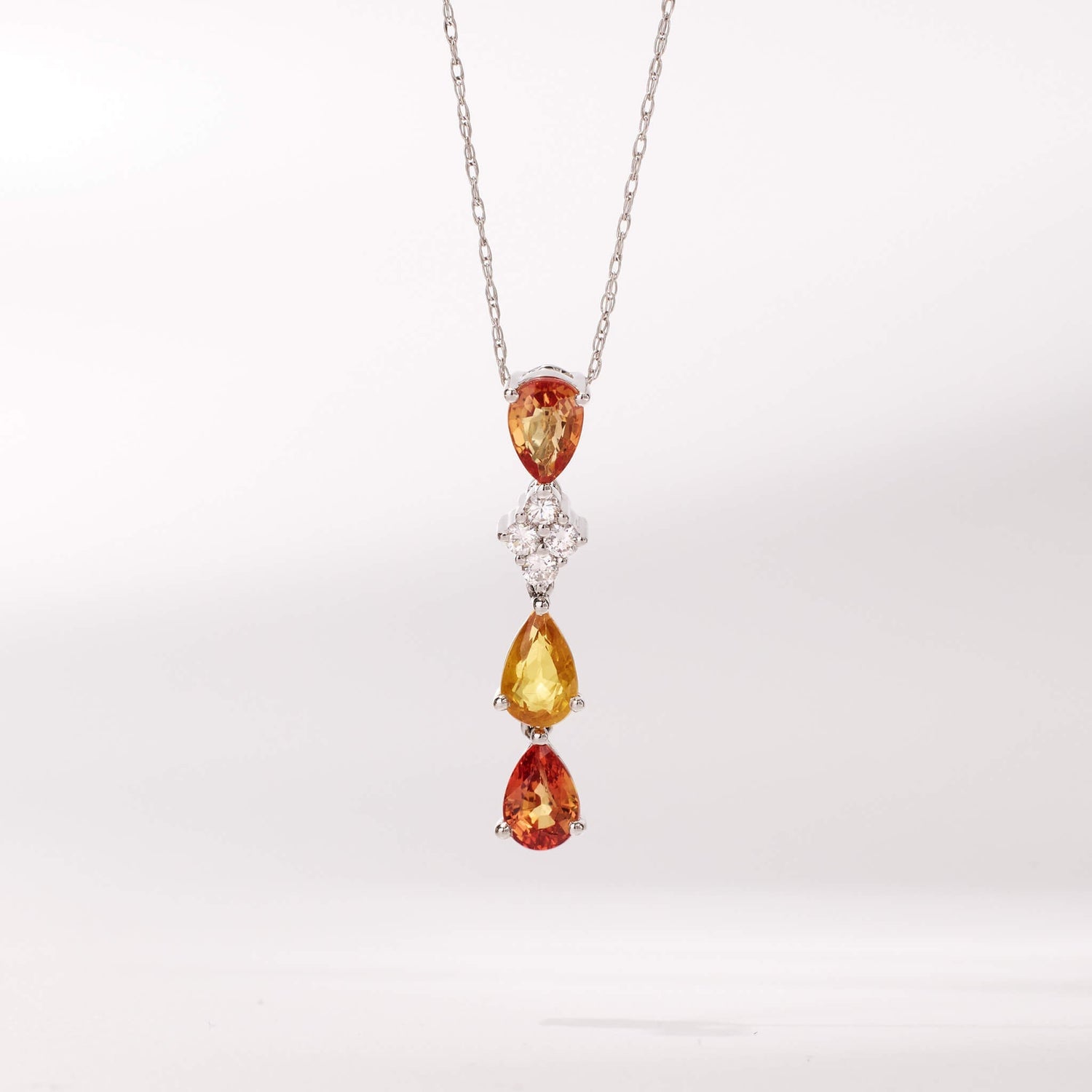 18K Gold Nature Diamond &amp; Fancy Sapphire Drop Pendant - Jewelry And Store
