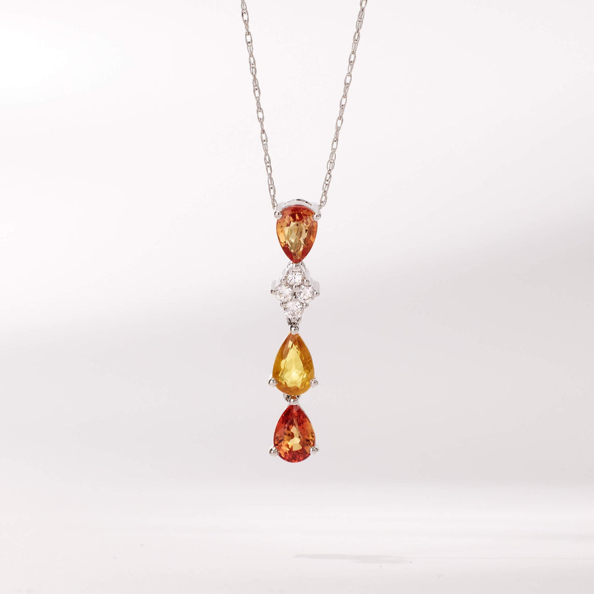 18K Gold Nature Diamond &amp; Fancy Sapphire Drop Pendant - Jewelry And Store