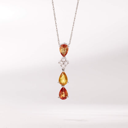 18K Gold Nature Diamond &amp; Fancy Sapphire Drop Pendant - Jewelry And Store