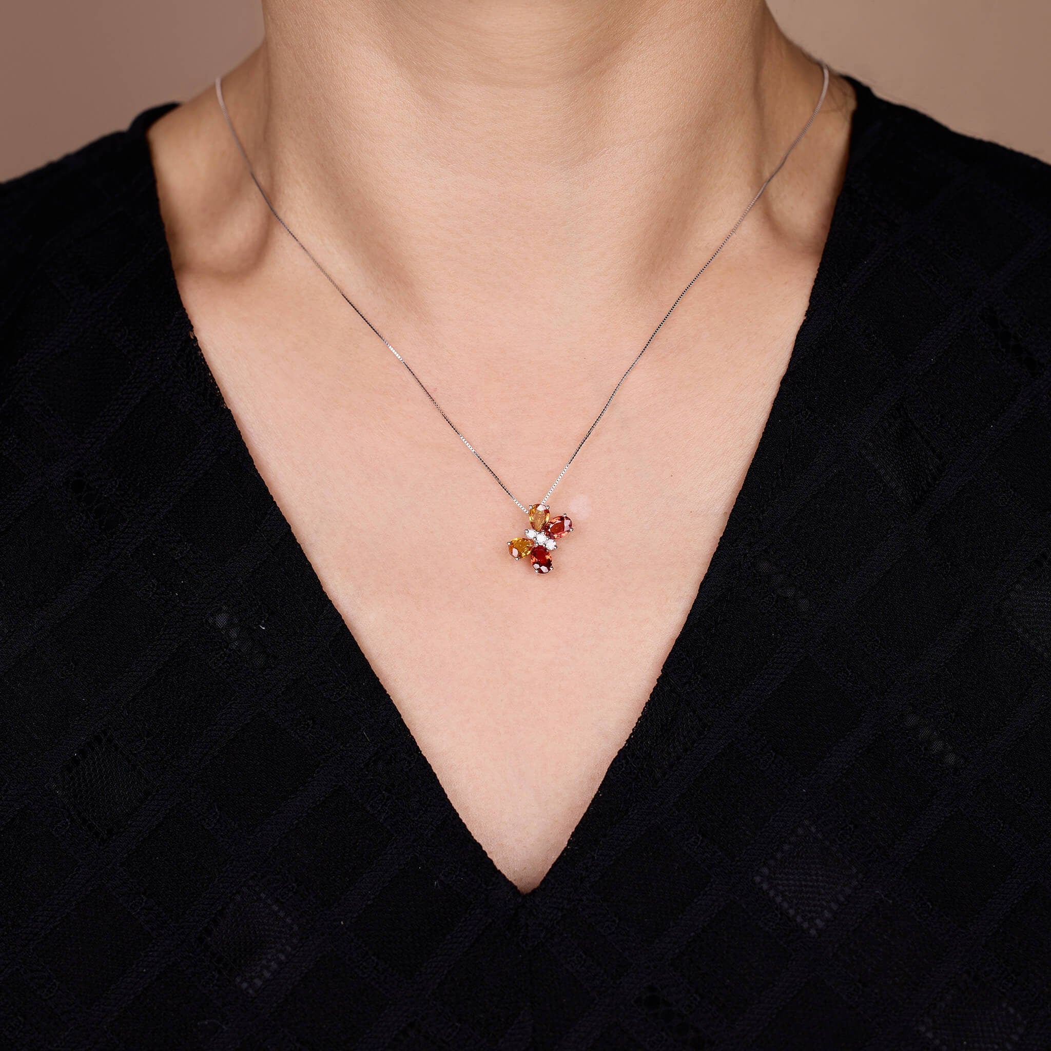 18K White Gold Color Sapphire &amp; diamond Butterfly Pendant - Jewelry And Store