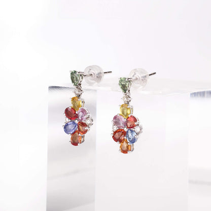 18K Gold Fancy Sapphire and Diamond Rainbow Earrings - Jewelry And Store