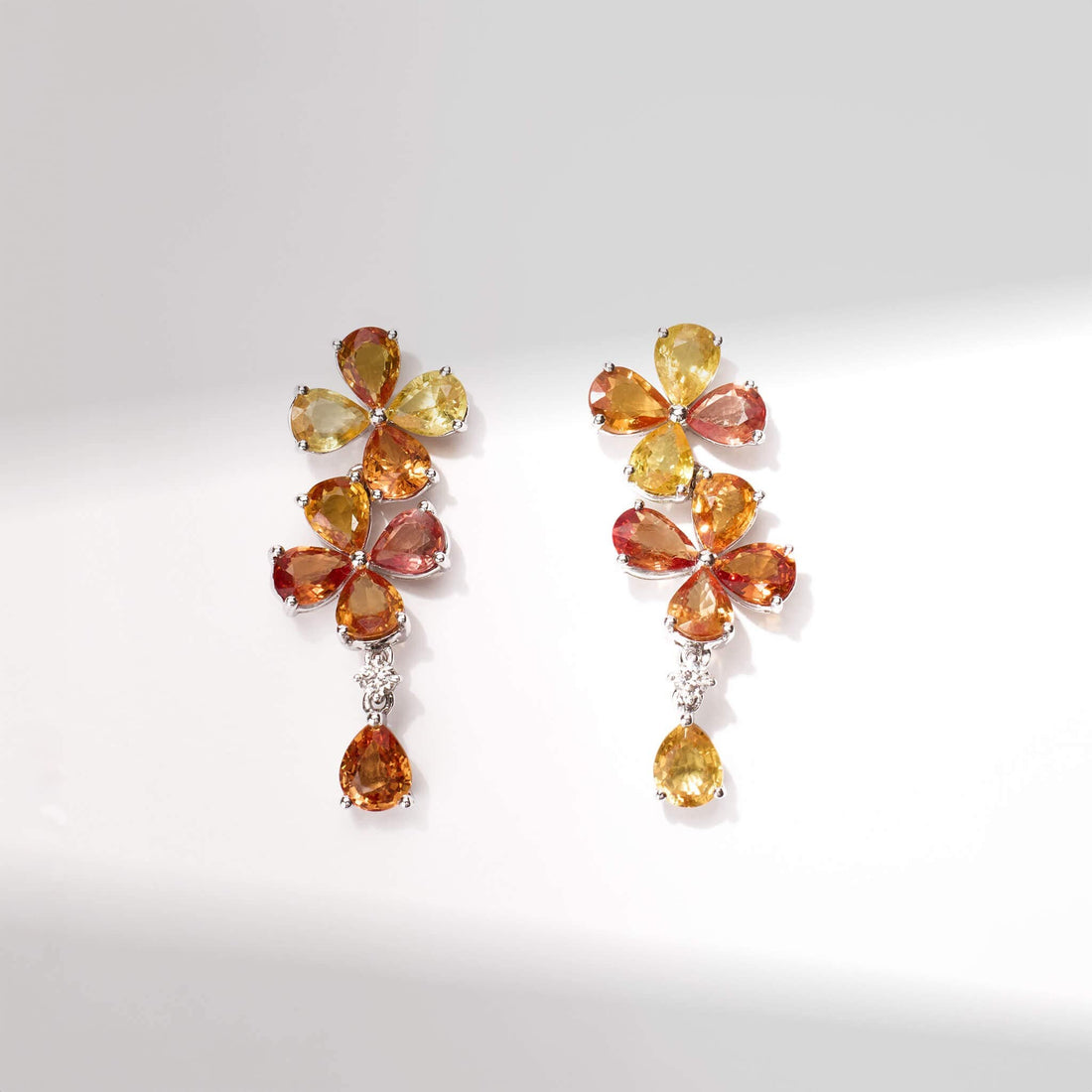 18K Gold Fancy Sapphire and Diamond Flower Earrings - Jewelry And Store