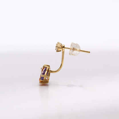 18K Gold Fancy Sapphire and Diamond Flower Earrings - Jewelry And Store