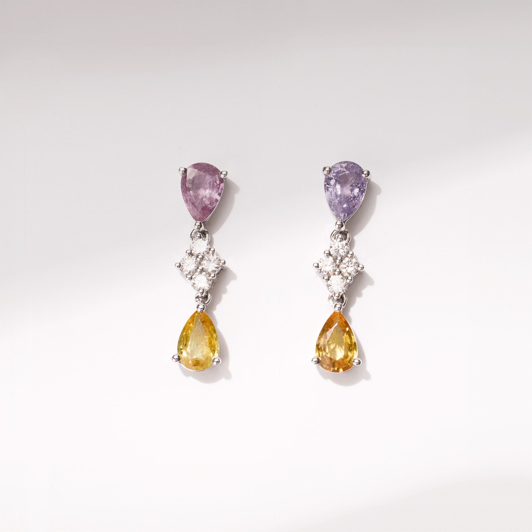 18K Gold Fancy Sapphire and Diamond Drop Earrings - Jewelry And Store