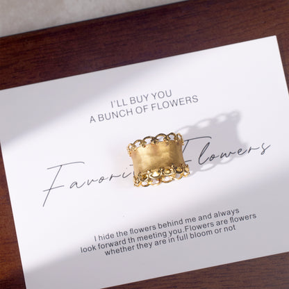 14K Matte Gold Crown - Inspired Wide Band Ring - JewelryAndStore