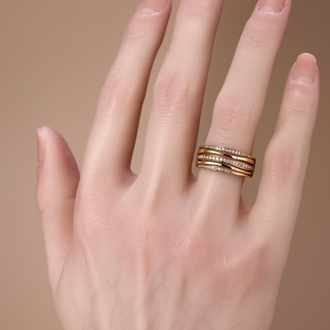 18K Gold Starry Diamond Statement Ring - Jewelry And Store
