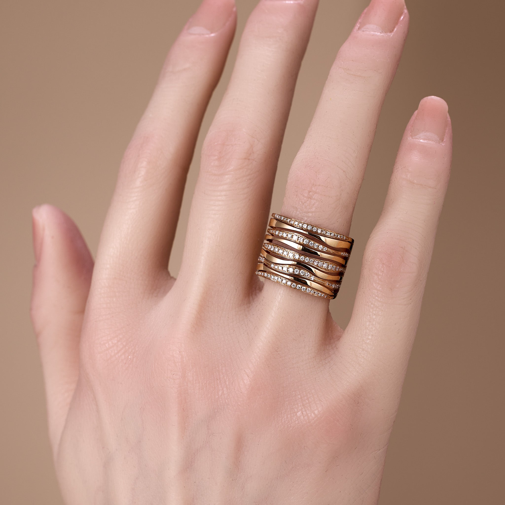 18K Gold Layered Diamond Band - Jewelry And Store