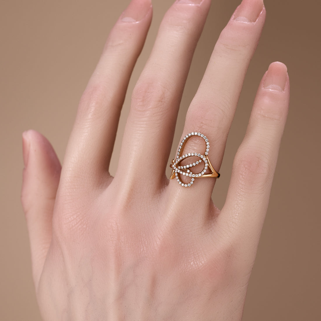 18K Solid Gold Diamond Ribbon Ring - Jewelry And Store