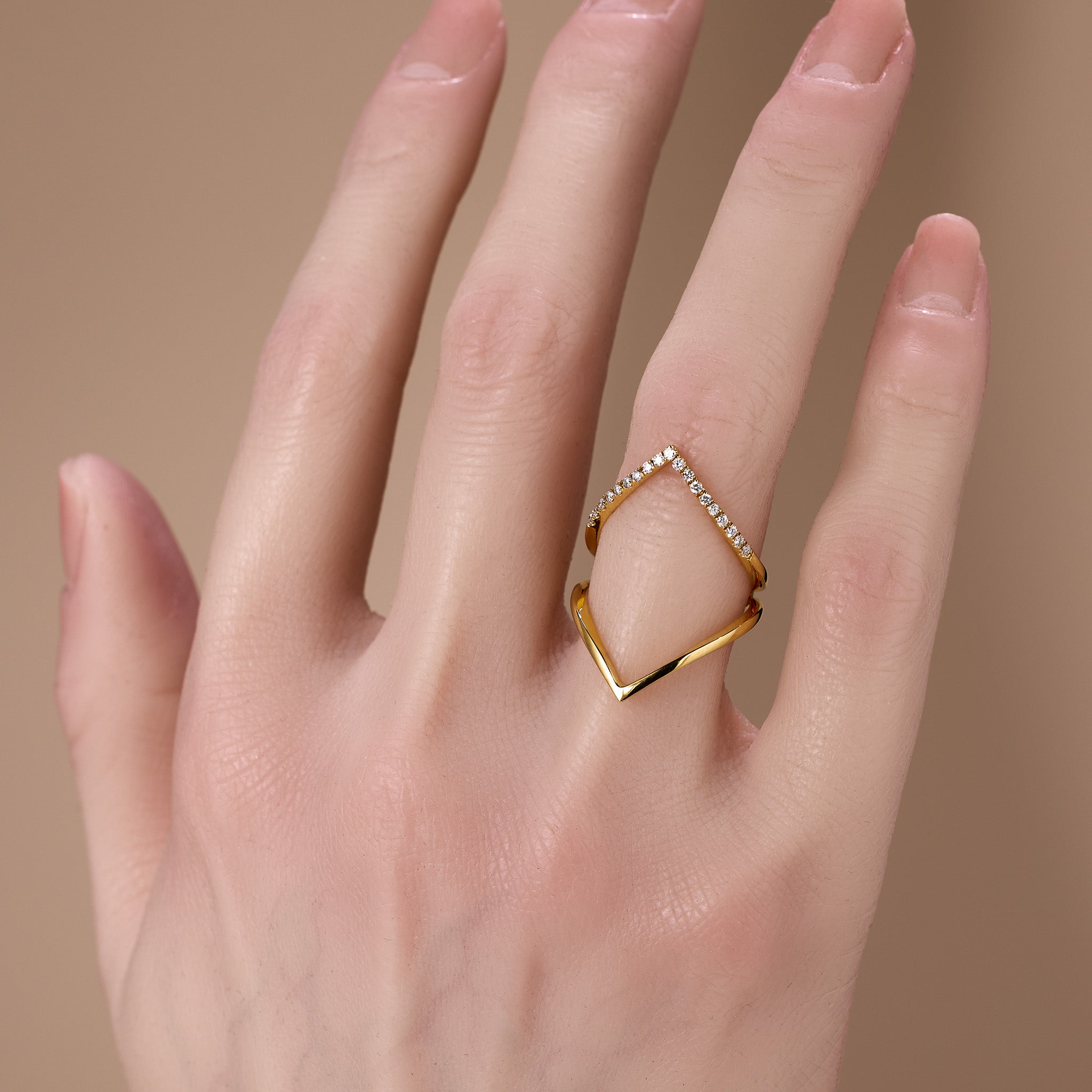 14K Gold Diamond Chevron Ring - Jewelry And Store