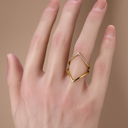14K Gold Diamond Chevron Ring - Jewelry And Store
