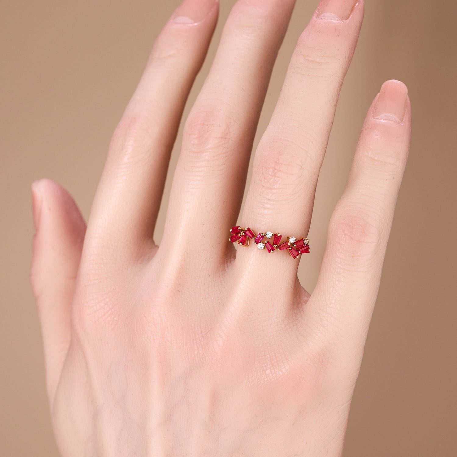 18K Gold Natural Diamond &amp; Ruby Band - Jewelry And Store