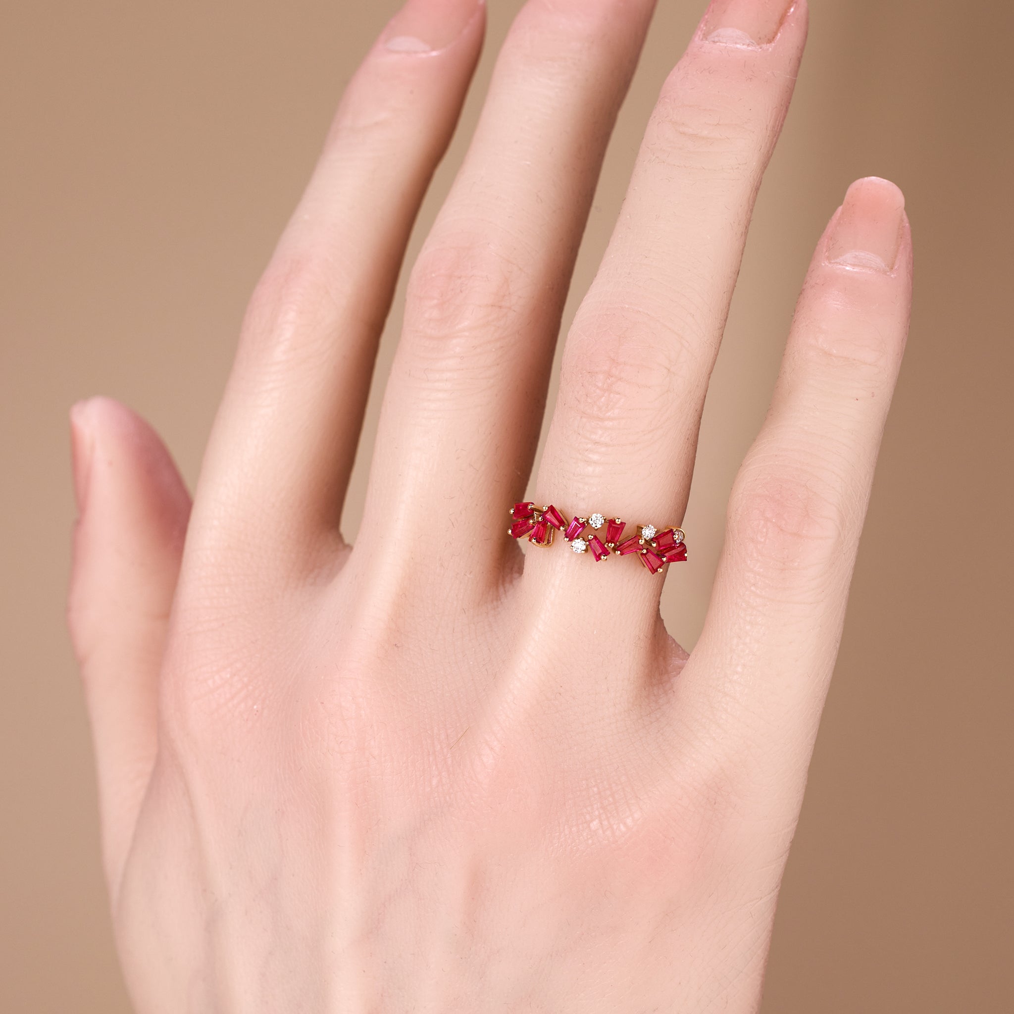18K Gold Natural Diamond &amp; Ruby Band - Jewelry And Store