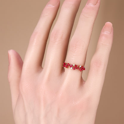 18K Gold Natural Diamond And Ruby Band Ring - JewelryAndStore
