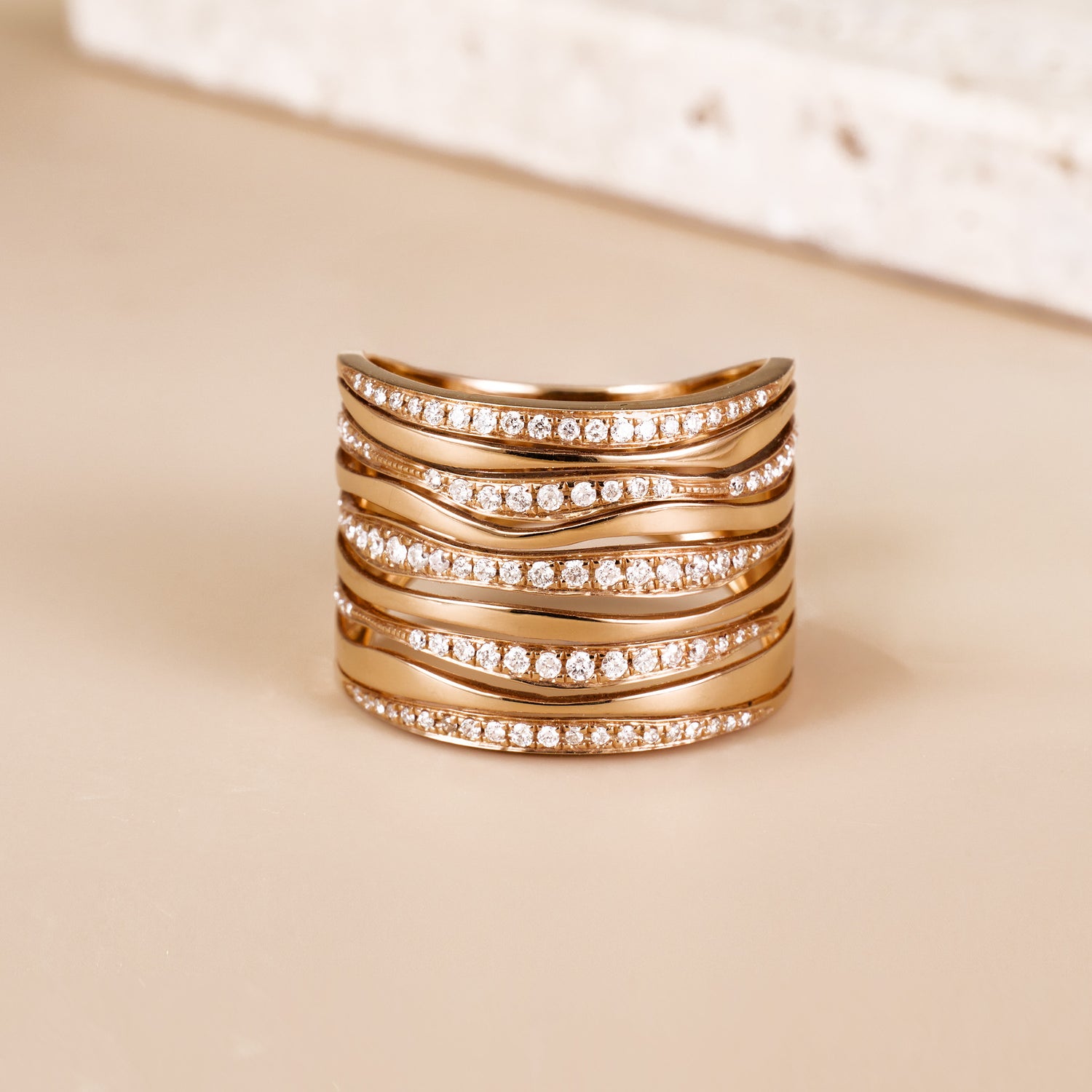 18K Gold Layered Diamond Band - Jewelry And Store