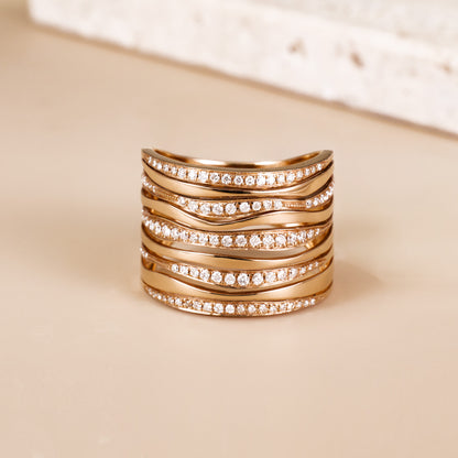 18K Gold Layered Diamond Band - Jewelry And Store