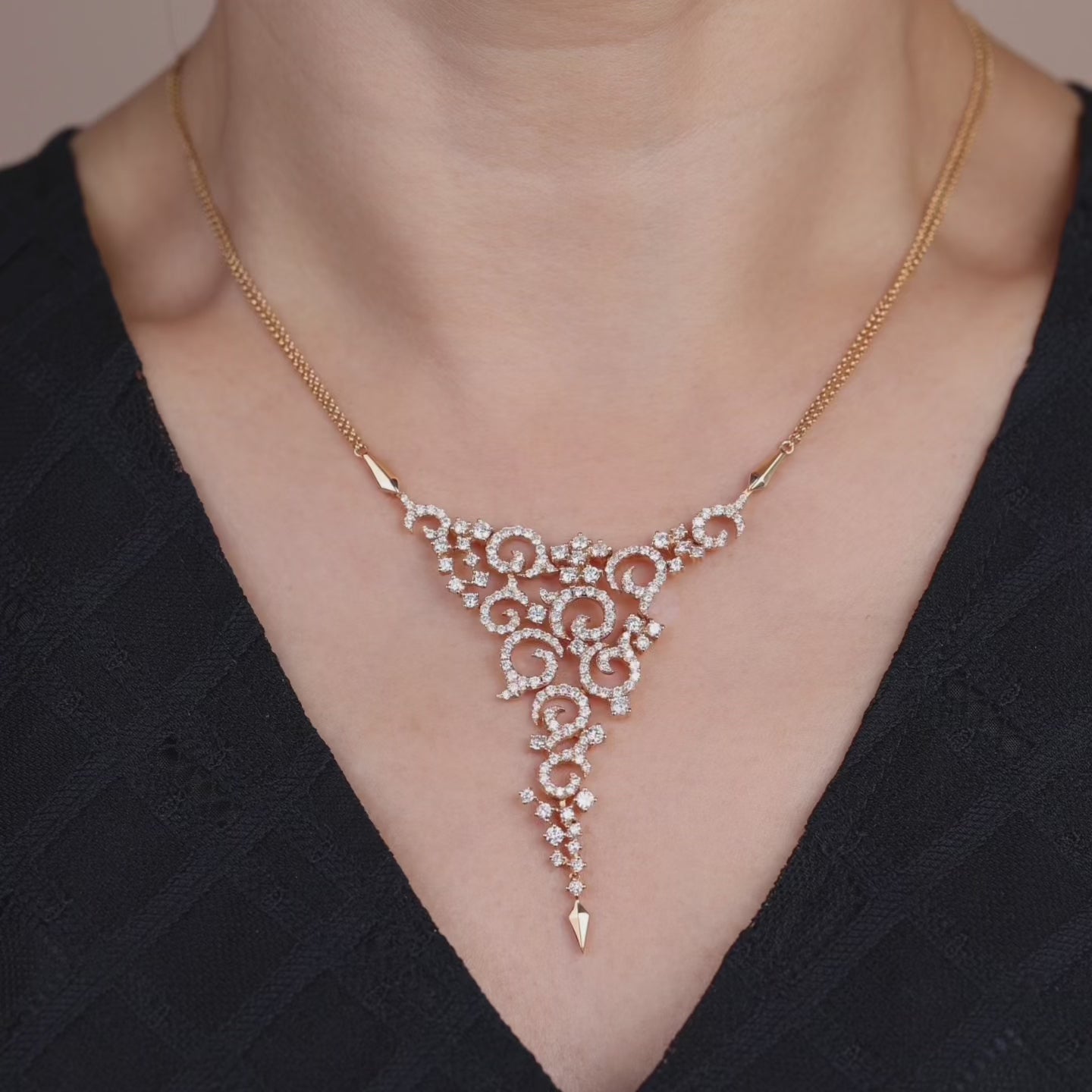 18K Rose Gold Necklace with 2.86ct.tw. Natural Diamonds