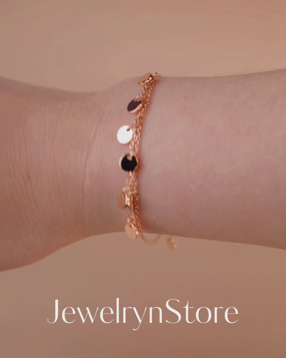 925 Silver Double Layered Dot-Charm Bracelet