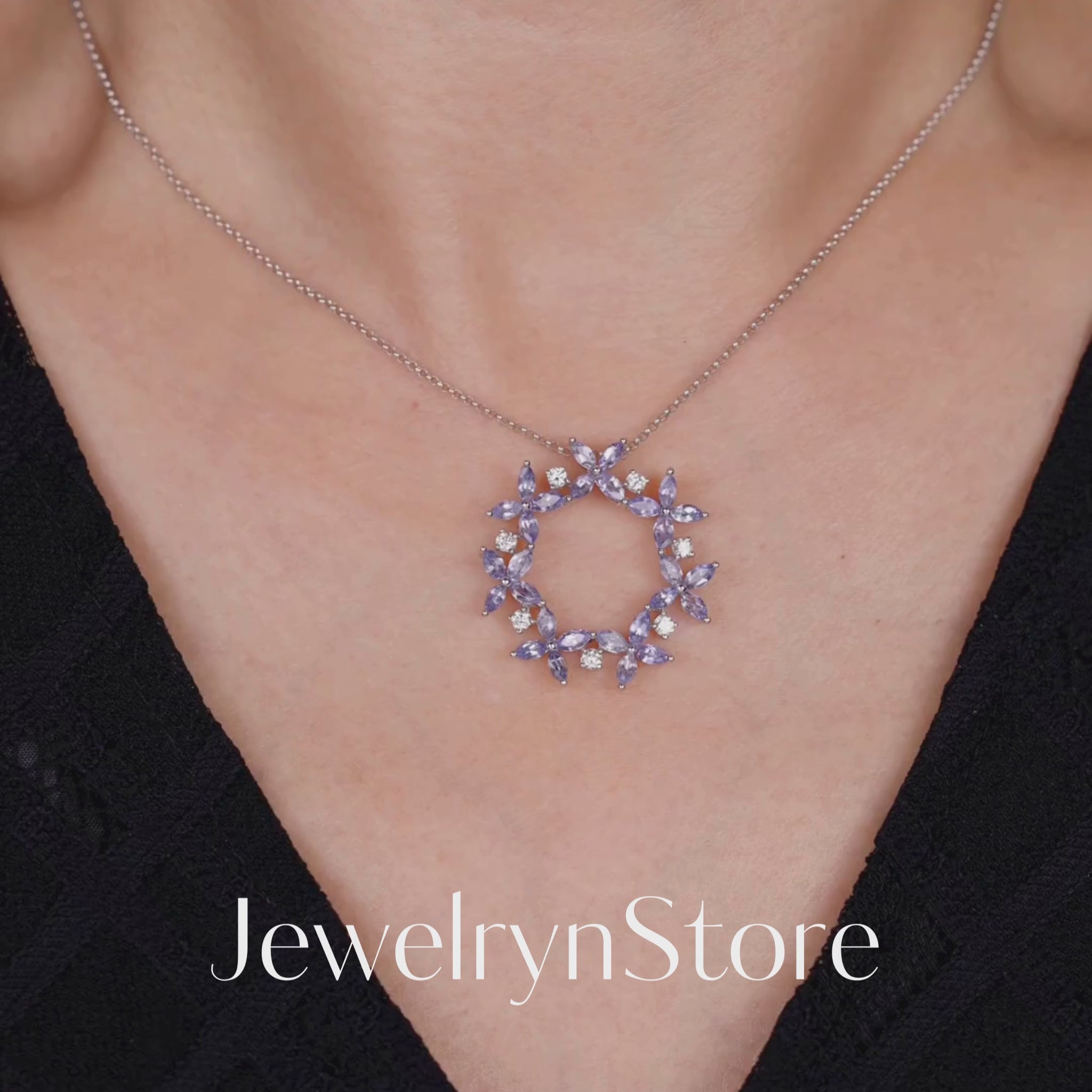18K Gold Flower Pendant with Nature Tanzanite and Diamond