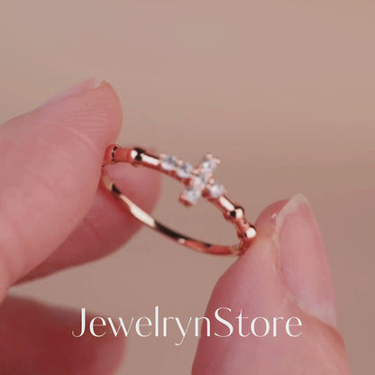 925 Silver Minimalist Cross Ring