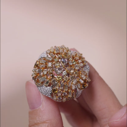 18K White Gold Cocktail Ring with Natural Diamonds