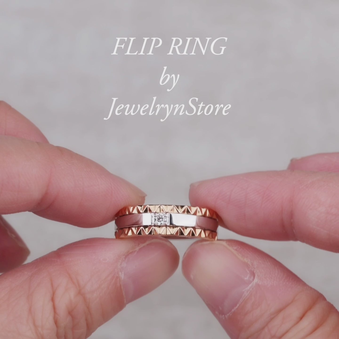18K Gold Two-Flips Diamond and Sapphire Ring（1 Rings with 6 Styles)