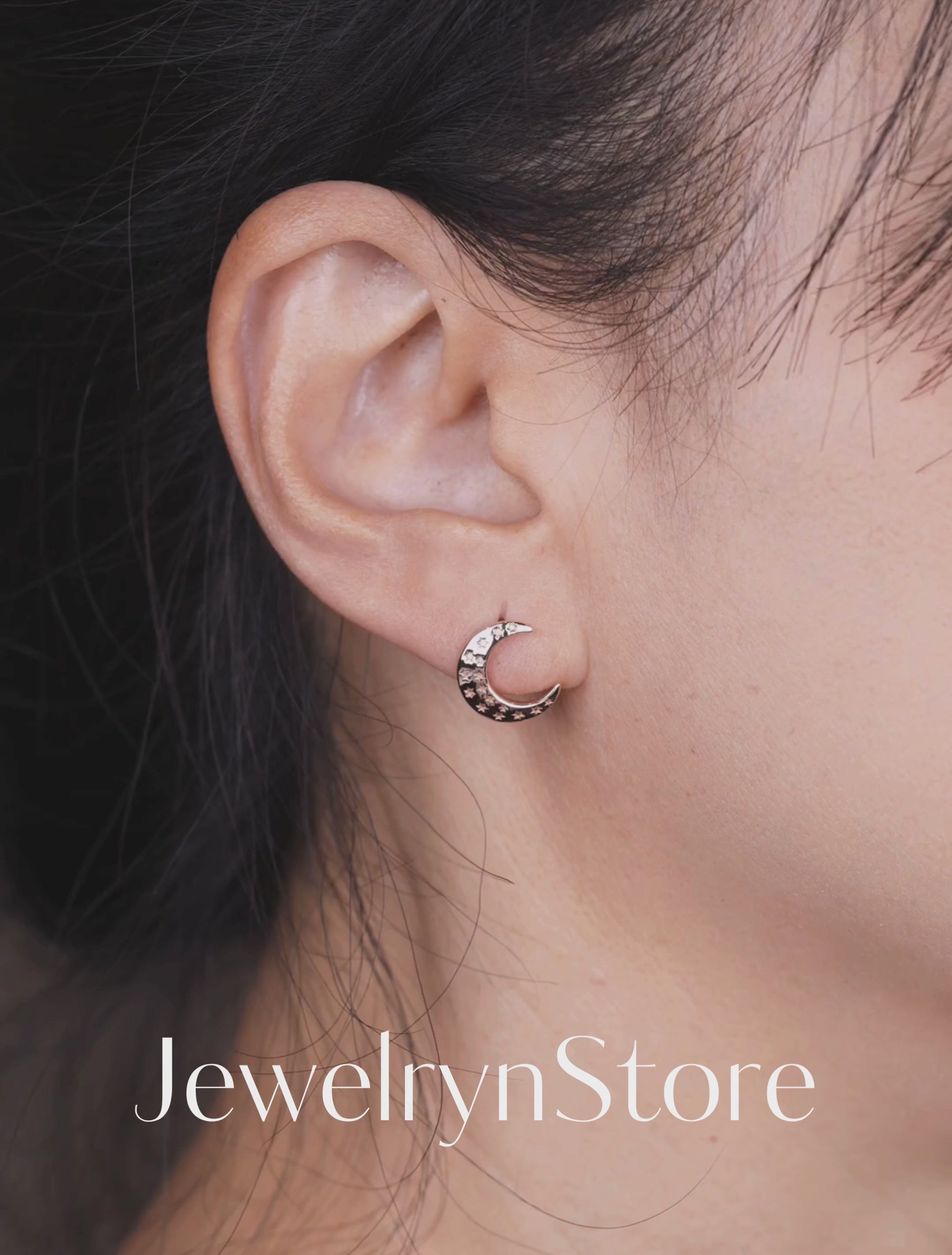 925 Silver Crescent Moon Earrings