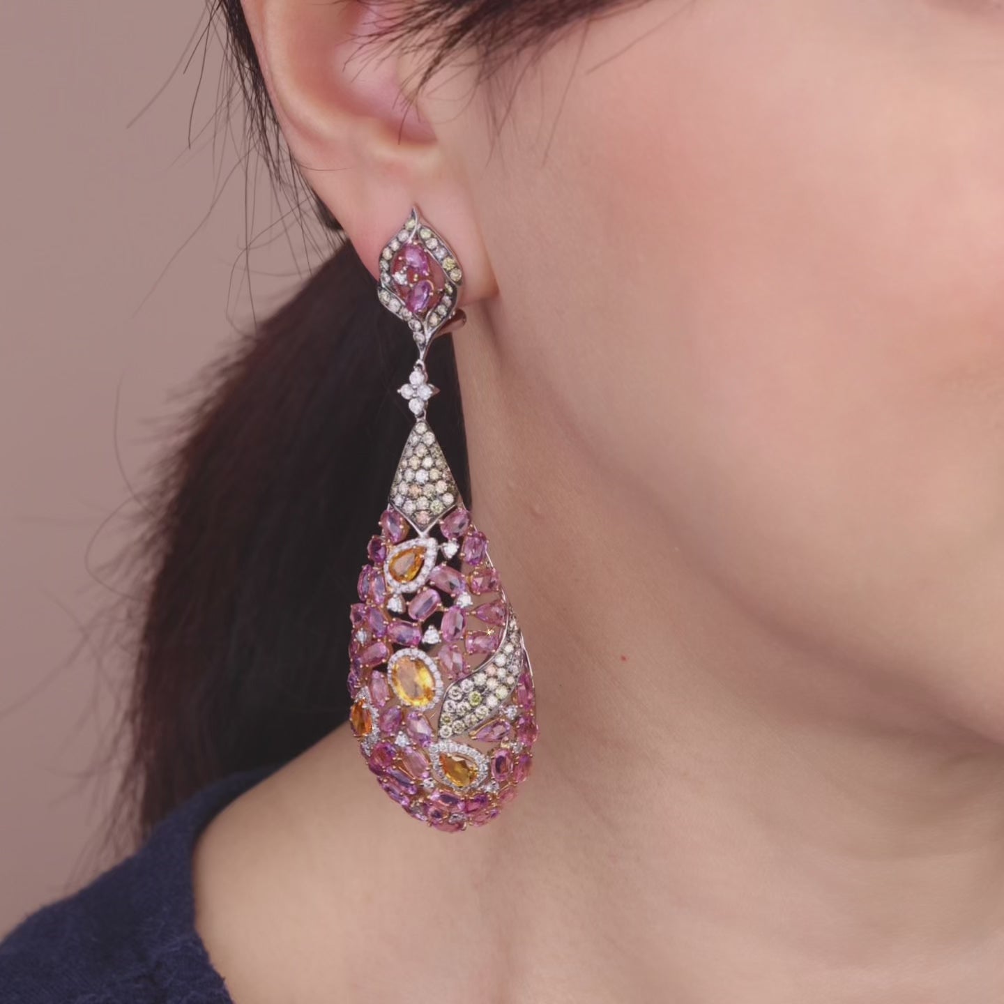 18K Gold Sunset Dreams Sapphire Drop Earrings