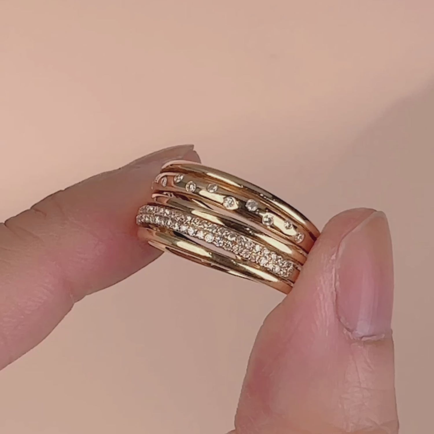 18K Gold Layered Starry Diamond Ring