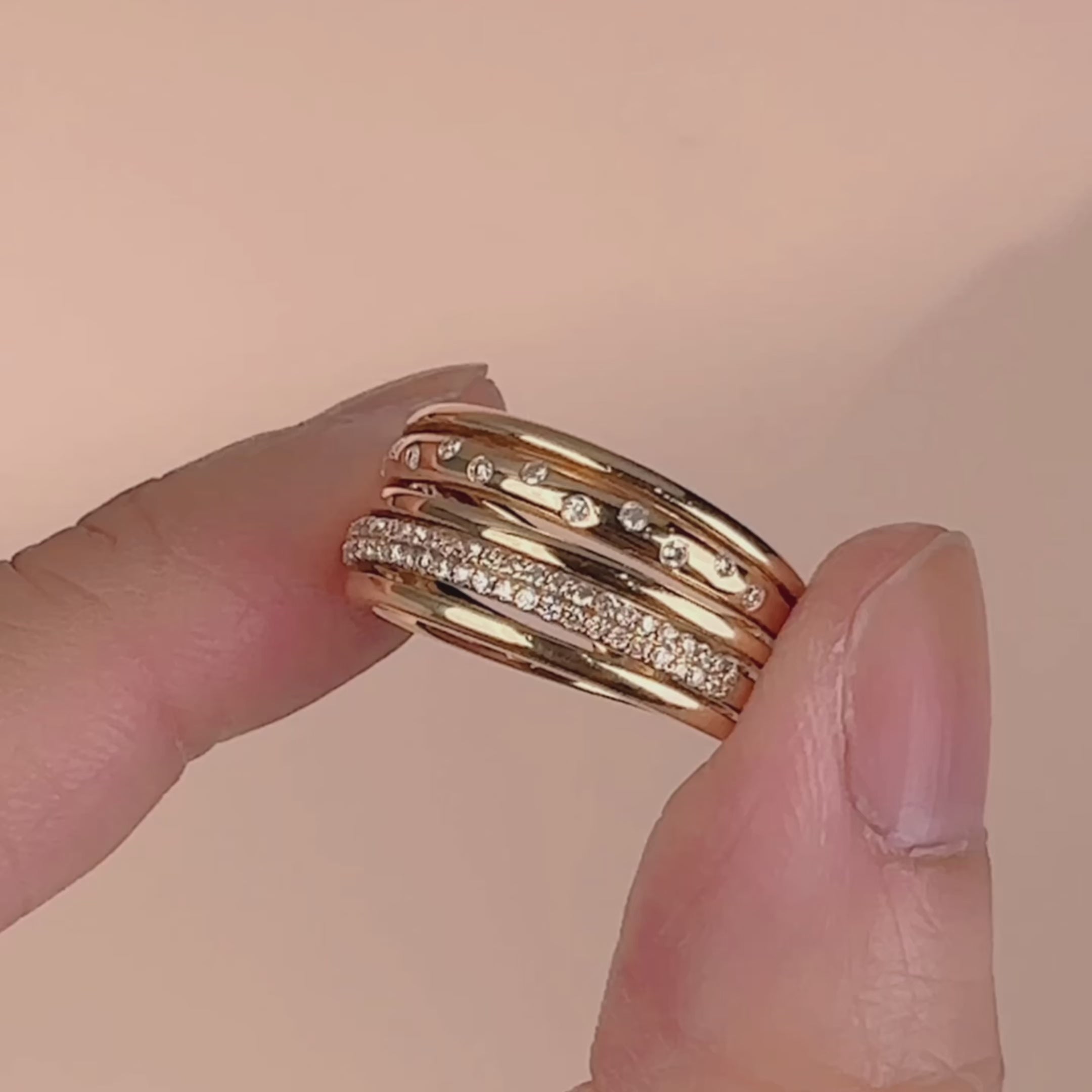 18K Gold Layered Starry Diamond Ring